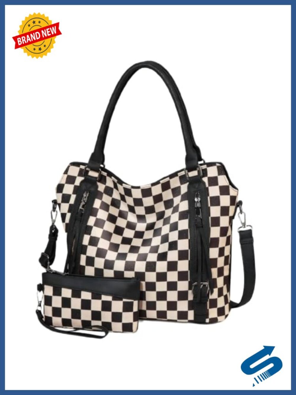Vegan Leather Tote Wallet Set 2-in-1 Shoulder Handbag